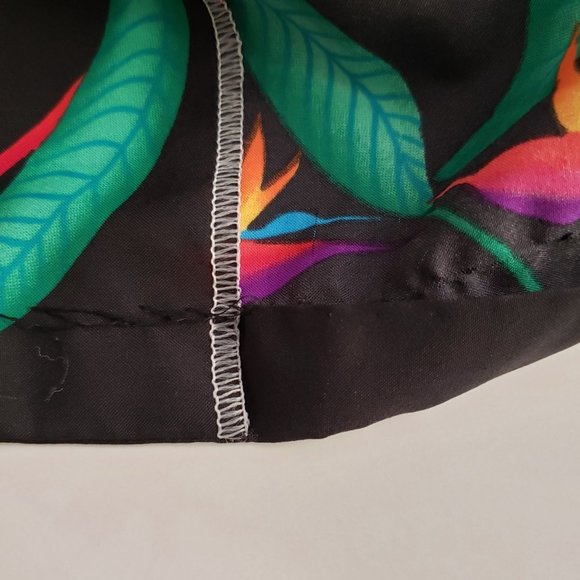 Vintage Hilo Hattie Men's Shirt L Black Bird of Paradise Floral Button Front - Picture 6 of 10